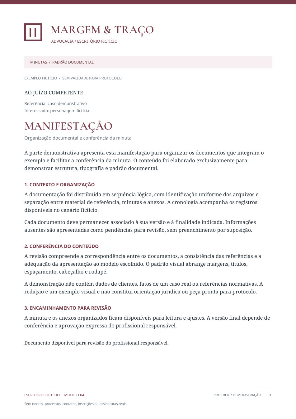 Timbrado fictício Margem & Traço