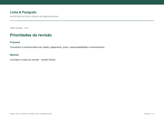 Trecho da apresentação fictícia · material já criado
